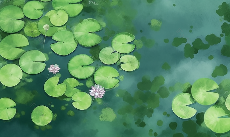 夏至户外荷花池手绘插画图,插画/手绘图,插画/手绘图库,插画/手绘图下载,插画/手绘